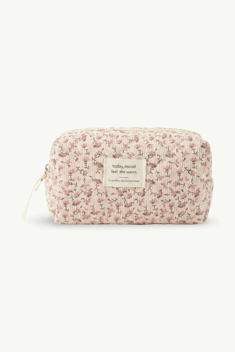Vintage Floral Corduroy Makeup Pouch