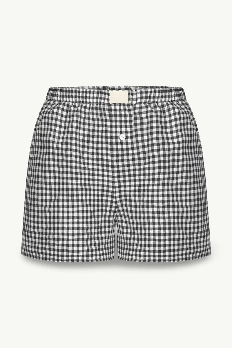 Gingham Elastic-Waist Boxer Shorts
