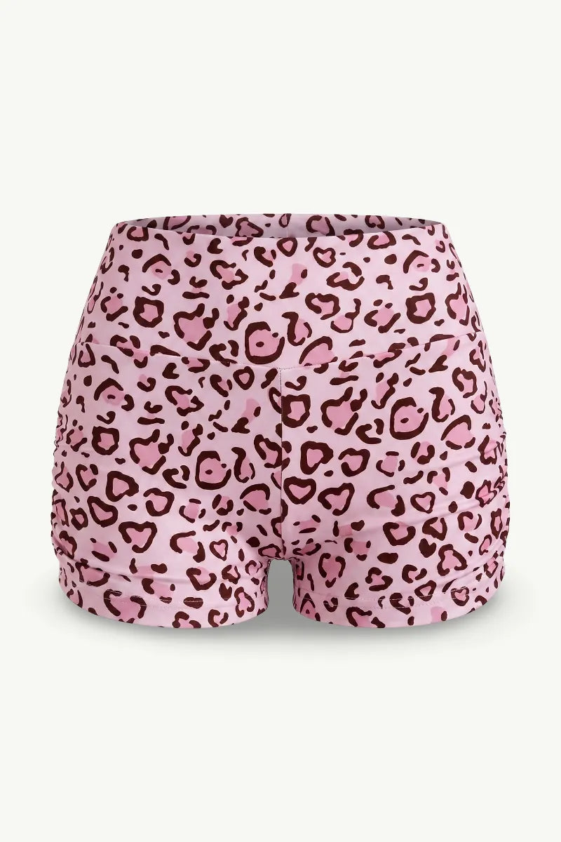 Pink Leopard Slim-Fit Shorts