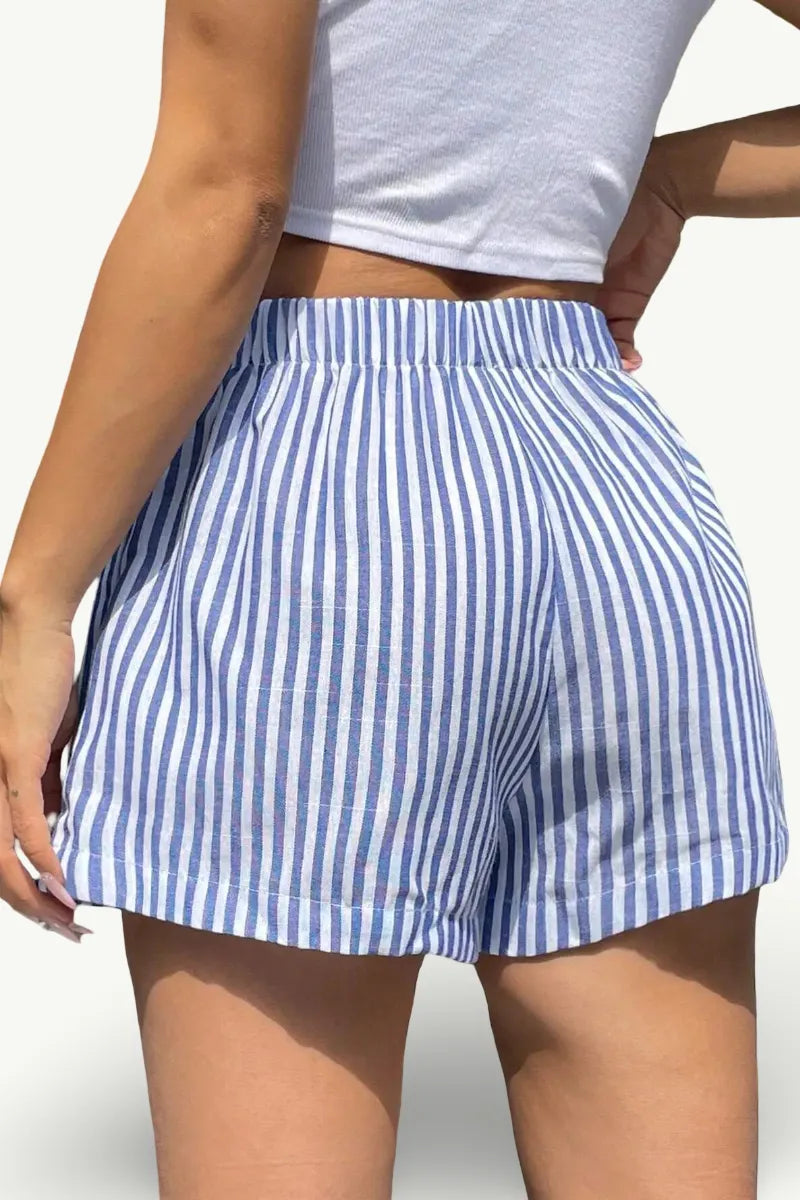 Striped Mid-Waist Beach Shorts