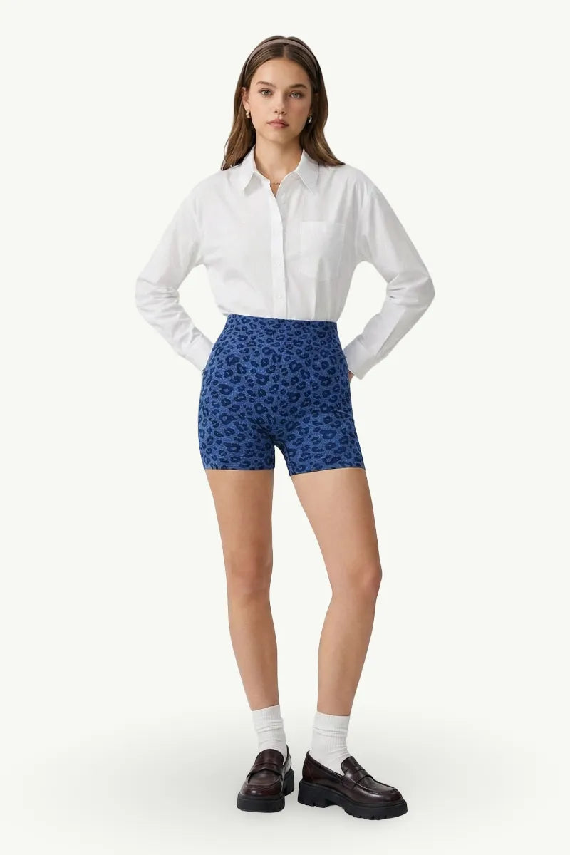 Leopard High-Waist Sculpting Shorts