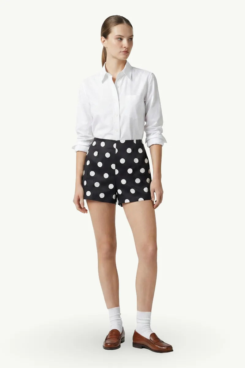 Vintage Polka Dot High-Waist Shorts