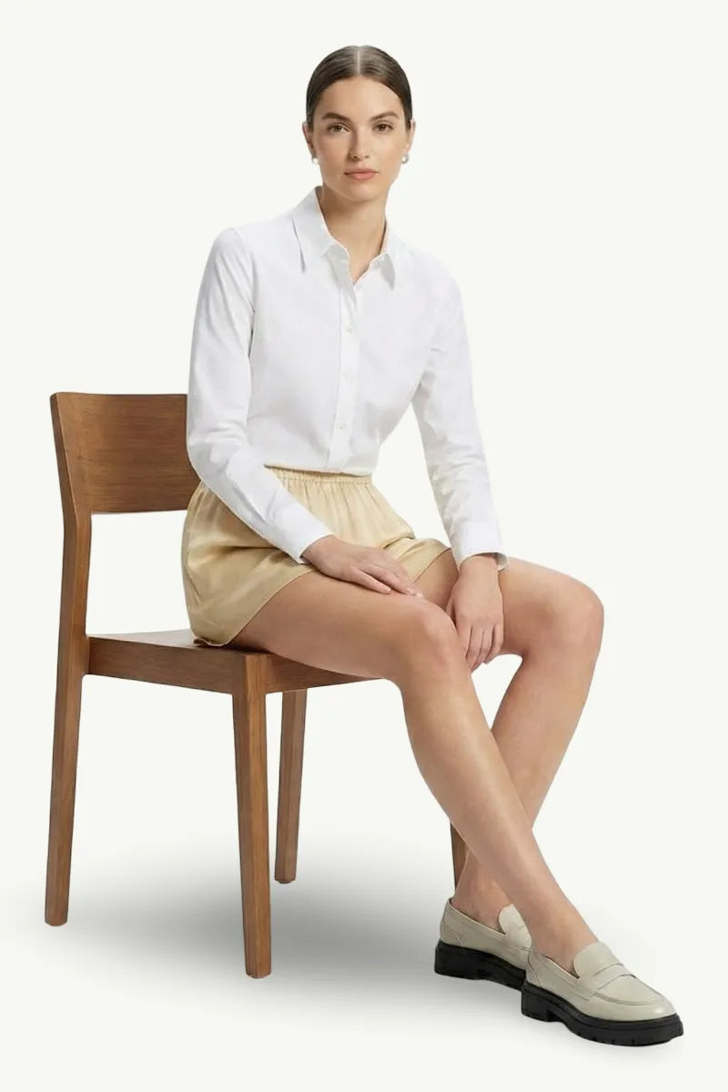 Pure Silk Elastic-Waist Lounge Shorts