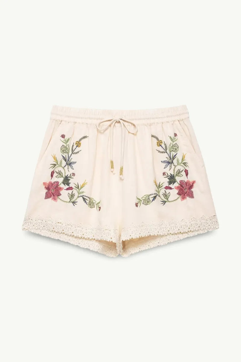 Floral Embroidery Cami & Shorts Set